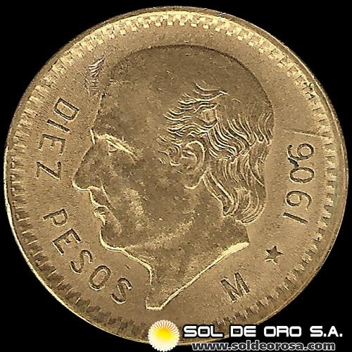 REPUBLICA DE MEXICO - 10 PESOS, 1906 - MONEDA DE ORO